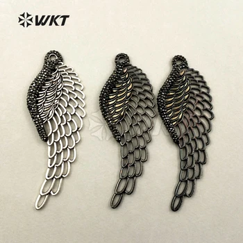 

WT-NP312 WKT Wholesale New Style For Necklace Decorate Jewelry Feather Wing Shape Elegant Rhinestone Pave Generous Pendant