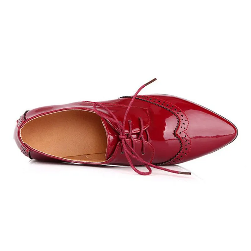 Femmes Bout Bureau bleu Richelieu Chaussures 34 Taille vin Kemekiss Lacent Cuir Verni Casual D'affaires Appartements Rouge Pointu 43 En Noir TIPwxqdR