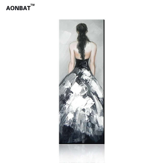 100 Hand Painted Oil Painting of Elegant Lady With Skirt on Canvas