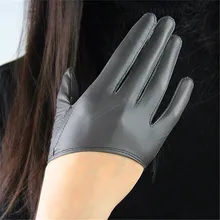 Натуральная кожа из чистой овчины половина ладони мода темно серый Европейская версия пошив элегантные женские перчатки без подкладки TB86