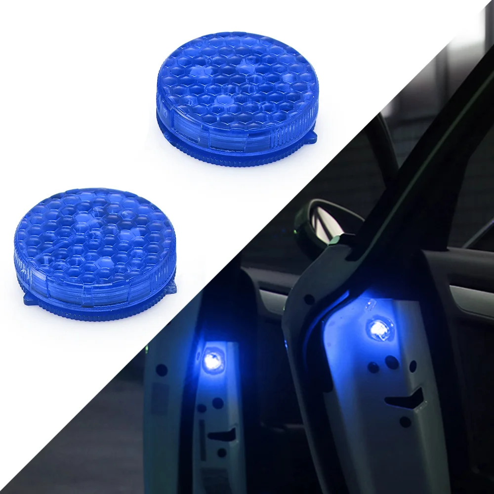 ALLOMN 2*Blue Car Door Warning Light Car LED Door Safety Warning Anti