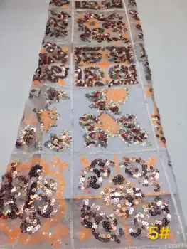 

yaking-7.3512 Hot selling african sequins lace fabric tessel fringel embroidered tulle mesh lace fabric