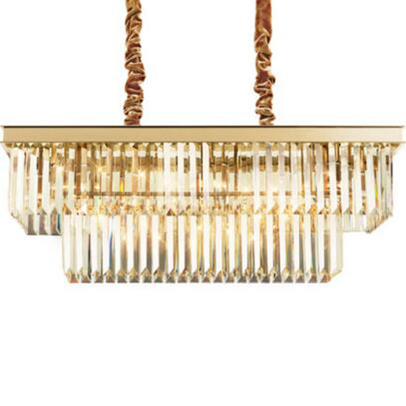 

Dining table lamp dining chandelier Crystal chandelier rectangular creative personality dining room lamp bar chandelier modern