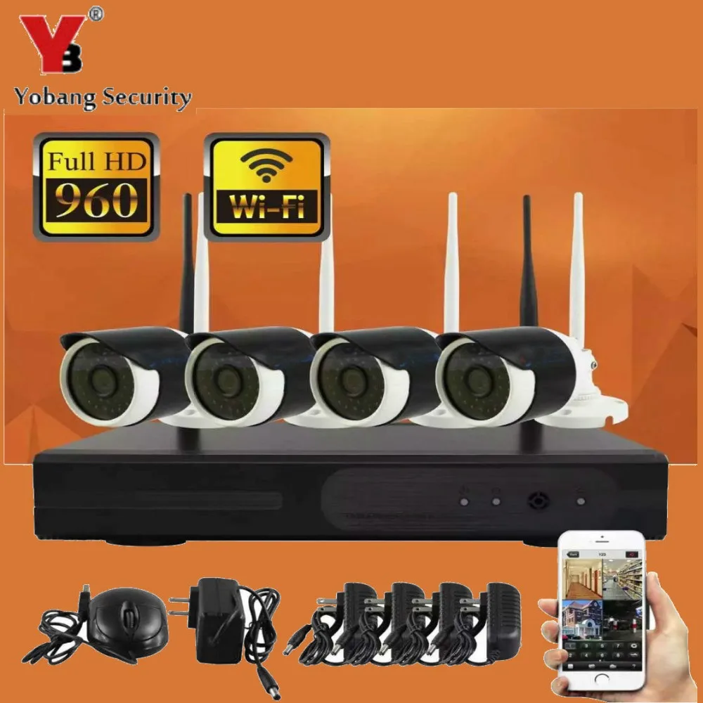 

YobangSecurity WIFI NVR kit plug play 960P P2P WIFI IP 1.3MP Wireless Camera night vision 4CH NVR Wireless Waterproof CCTV kit