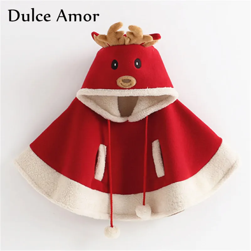 Цена Dulce Amor Штаны для девочек с рождественским изображением плащ детская зимняя куртка Рождественский олень верхняя одежда с капюшоном с мячом Д...