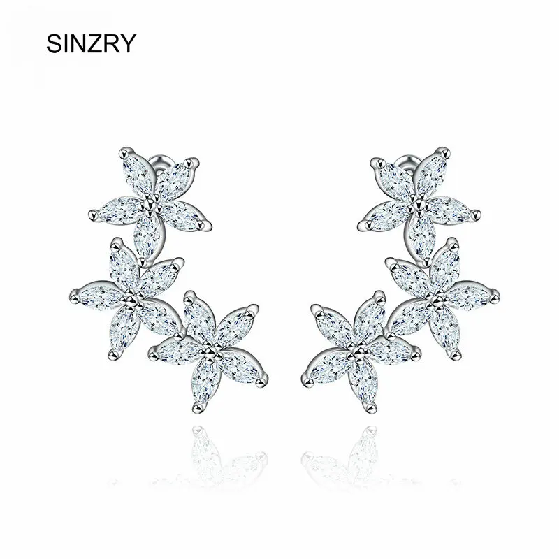 

Brand new SINZRY AAA cubic zircon five leaf flower classic design brilliant sweety stud earrings for women