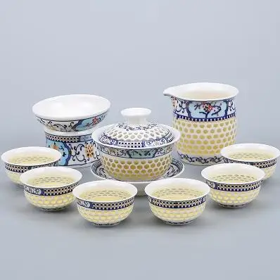 TANGPIN сине-белый керамический чайник Gaiwan, чайная чашка для Пуэр китайский чайный набор кунг-фу посуда для напитков - Цвет: Style C