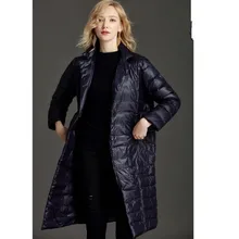 Зима, новая мода, женские тонкие пальто из 90% белого утиного пуха, повседневный стиль, сплошной длинный рукав, женские длинные пуховики, куртки gx1180