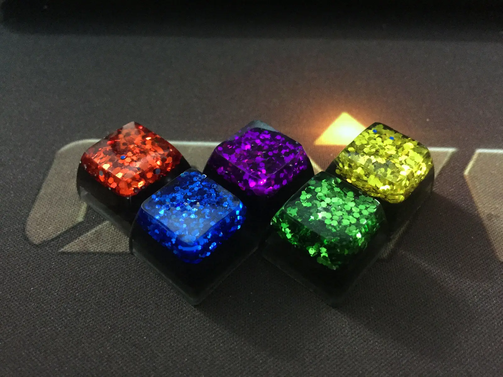 Handmade Thick Resin & Silver Foil Keycap Artisan Keycap Keycaps Key