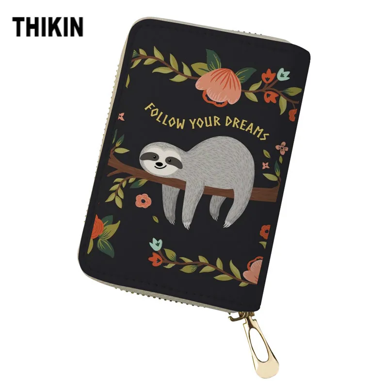 

THIKIN Cartoon Cute Sloths Print Credit Cards Holder Casual ID Card Cover Girls Protection Wallet Small Coin Purse Protect Case