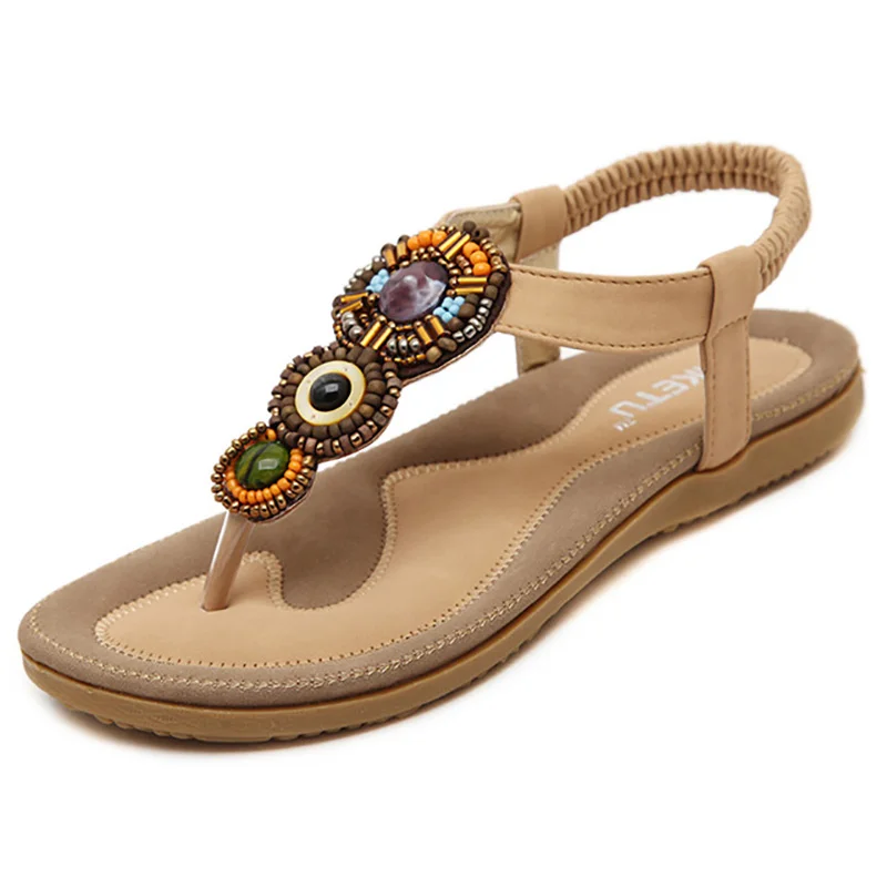 

2019 Women Sandals Vintage Summer Women Shoes Gladiator Sandals Flip-Flops For Women Beach Shoes Crystal Flat Sandalias Mujer