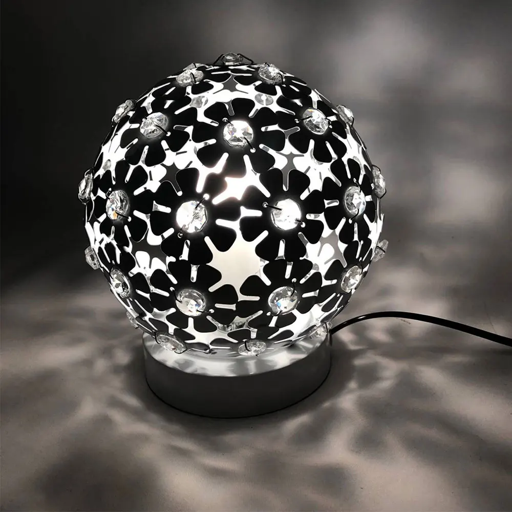 Современный цветочный шар светодиодный настольный светильник AC 220 V светодиодный прикроватный светильник для спальни алюминиевый материал хрустальный шар для домашнего декора освещение