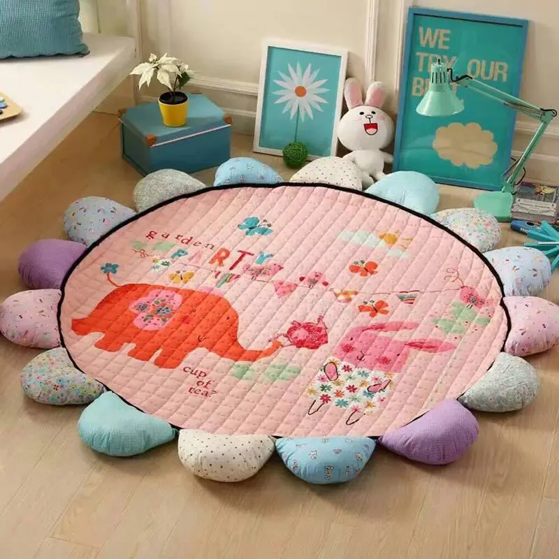 

Eco-friendly Round Sun Flower Playmat Baby Activity Mat Kids Rug Baby Mat Crawling Mat Game Pad Baby Gym Baby Activity Gym