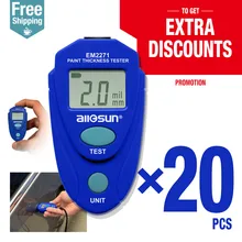 20 шт./лот, цифровой измеритель толщины покрытия автомобиля, измеритель толщины краски EM2271 all-sun