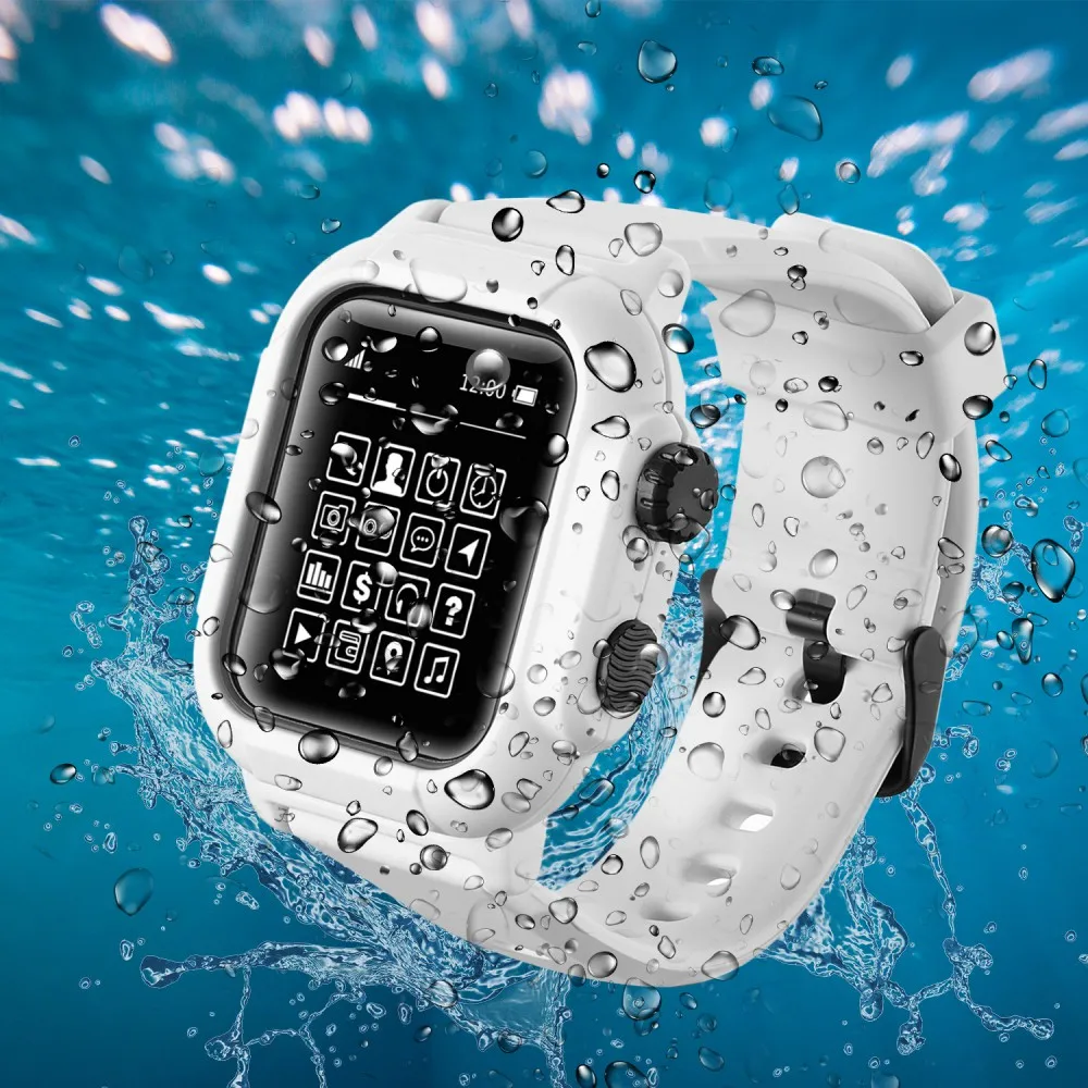 Для Apple Watch 4 5 Чехол 44 мм водонепроницаемый защитный чехол спортивный силиконовый ремешок для Apple Watch 42 мм серия 2/3 ремешок для часов