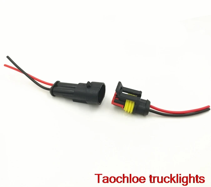 

1Set 2 Pin Car Motorcycle Waterproof Electrical Connector Plug with Wire AWG auto connector Male & Female Waterproof