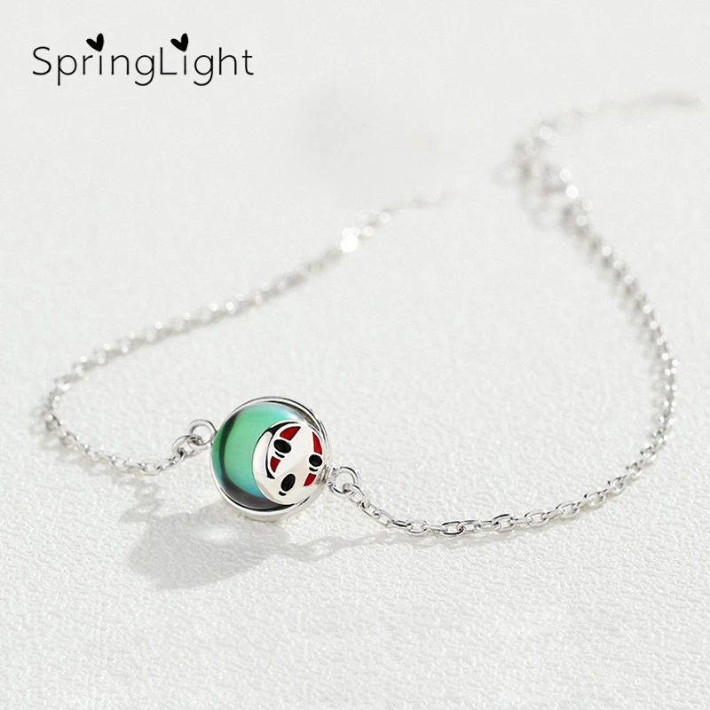 

SpringLight Cartoon Figure Design Real 925 Sterling Silver Fine Jewelry No Face Man Gemstone Bracelet for Women Elegant Gift