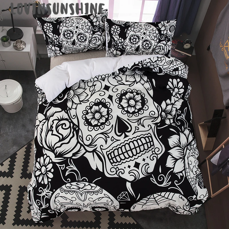 

LOVINSUNSHINE Comforter Bed Sets Bedding Set King Size 3d Skull Print Single Bedding Set AB#49