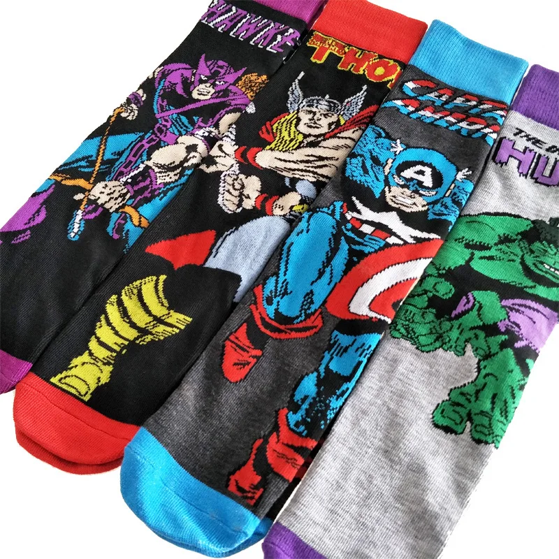 Avengers Marvel cartoon socks Batman superman Spiderman cosplay Fashion sock novelty Funny Casual men sock Autumn Winter Hot