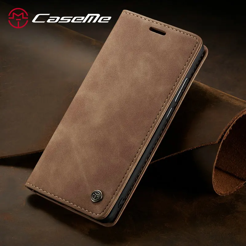 CaseMe Retro Magnetic Leather Wallet Phone Case with Stand Feature