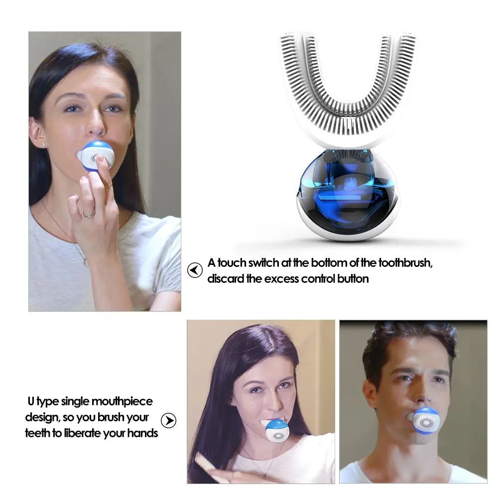 

New 30s Lazy Stainless Technology Electric Toothbrush Automatic Toothbrush in Cavity Spa with U Type Brush Head