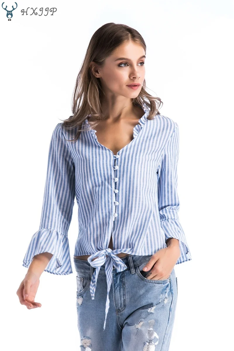 HXJJP Spring Summer Long-sleeved Pearl Single-row Button-down Women