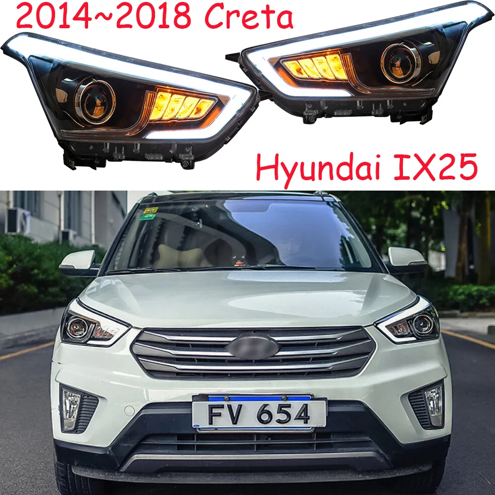 Автомобильный бампер налобный фонарь для hyundai creta IX25 головной светильник автомобильные аксессуары IX 25, год светодиодный DRL головной светильник IX25 противотуманный светильник