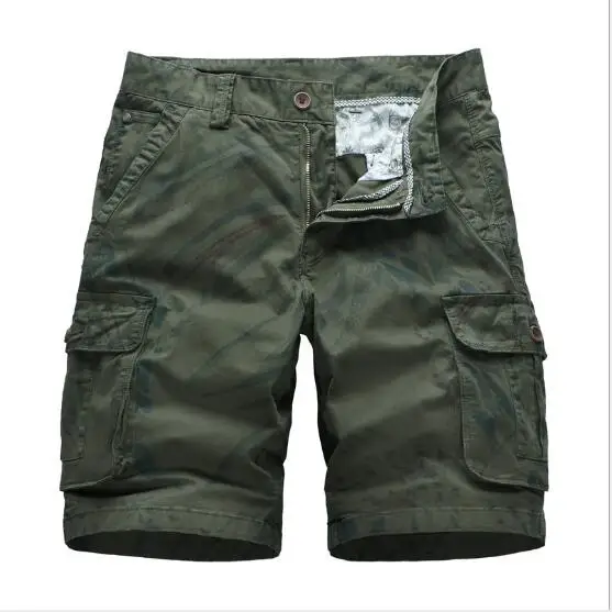 Men Shorts Hot Sale Summer Casual Solid Print Plus Size Cotton Short Pants Men Outwear Elastic Loose Knee-Length Shorts