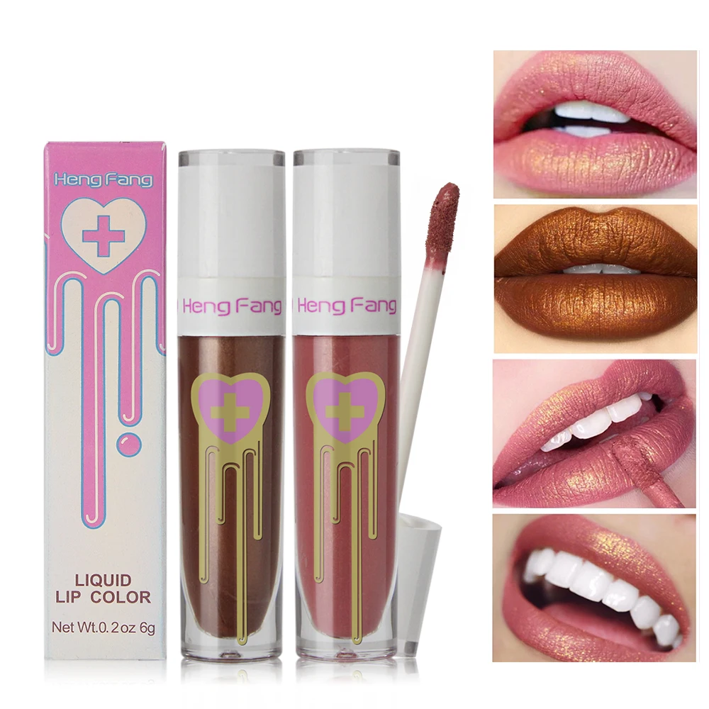 HengFang Liquid Lipgloss Glitter Metallic Lipstick Makeup Cosmetics