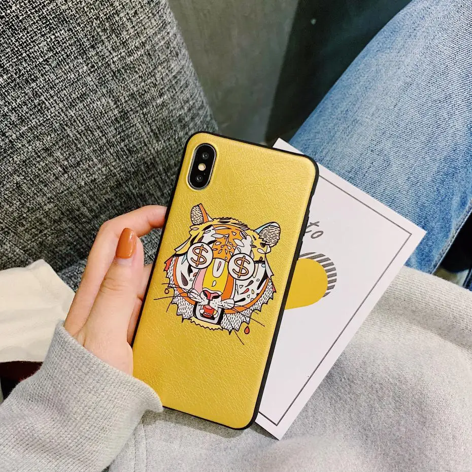 

France fashion brand tiger soft phone cover case for iphone X XS MAX XR 8 7 6 6S plus matte silicon leather cases coque fundas