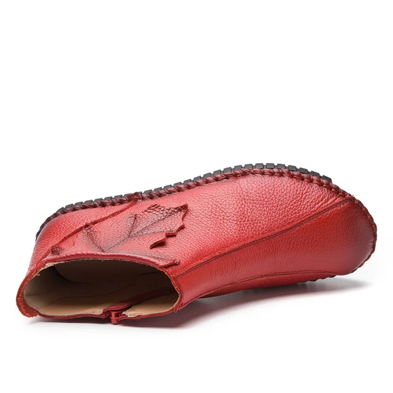 DRKANOL/Большие размеры 35-43; осенне-зимние женские ботинки; мягкие ботильоны из натуральной кожи на плоской подошве; женская теплая Повседневная обувь; полусапожки на молнии