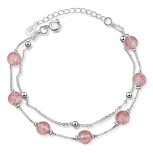 Розовые круглые браслеты с подвесками и кристаллами для женщин, милый браслет на цепочке, вечерние модные ювелирные изделия для женщин, подарки