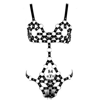 

Leather Body Harness Women Bondage Bra Fetish Lingerie Punk Goth Black Plus Size Festival Dance Exotic Clothin Garter Underwear