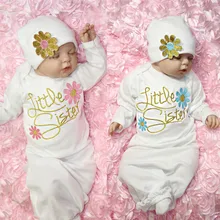 Милый домашний наряд для маленькой сестры, костюм шапочка для малышей, комплект одежды из 2 предметов, одежда с круглым вырезом