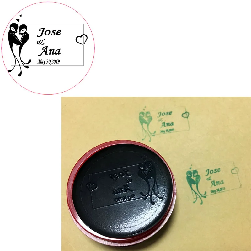 

40MM Circle Wedding Stamp Personalized Custom Self Inking Photosensitive Seal Stamp with Initial Name and Date For Wedding