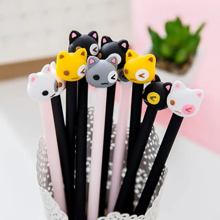 

1 Piece Korean Stationery Cartoon Kawaii Cat Pen Handles Creative Bent School Supplies Office Gel Pens Christmas gift