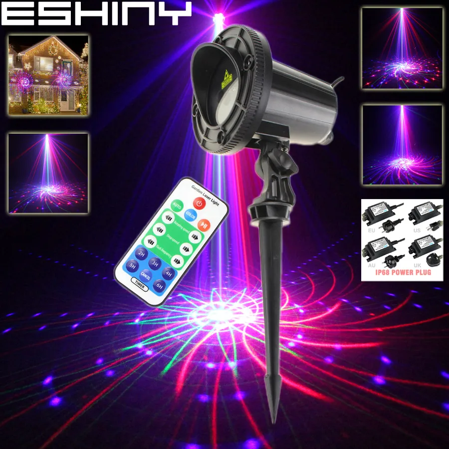 ESHINY Открытый водонепроницаемый RGB лазер 36 больших узоров кофе праздничный дом