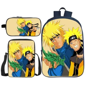 

3Pcs/Set Hot Sale 3D Printing Naruto Children Shoulder Backpacks Sasuke Akatsuki Kids Baby School Bags Boys and Girls Bookbag