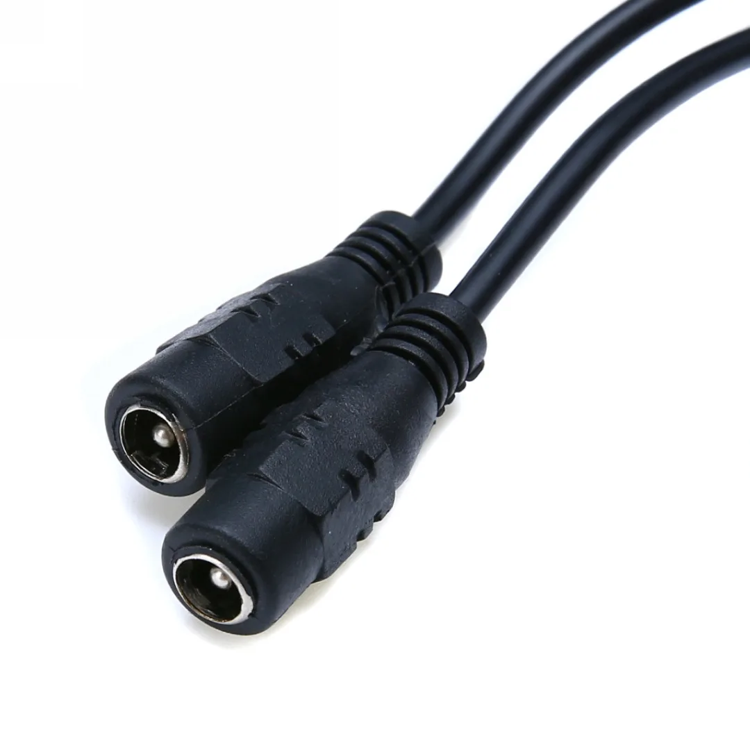 DC Power Male To Female Cables 5.5x2.1mm Plastic External 1 Male Plug To 2 Female Jack Cable Splitter Adapter For CCTV