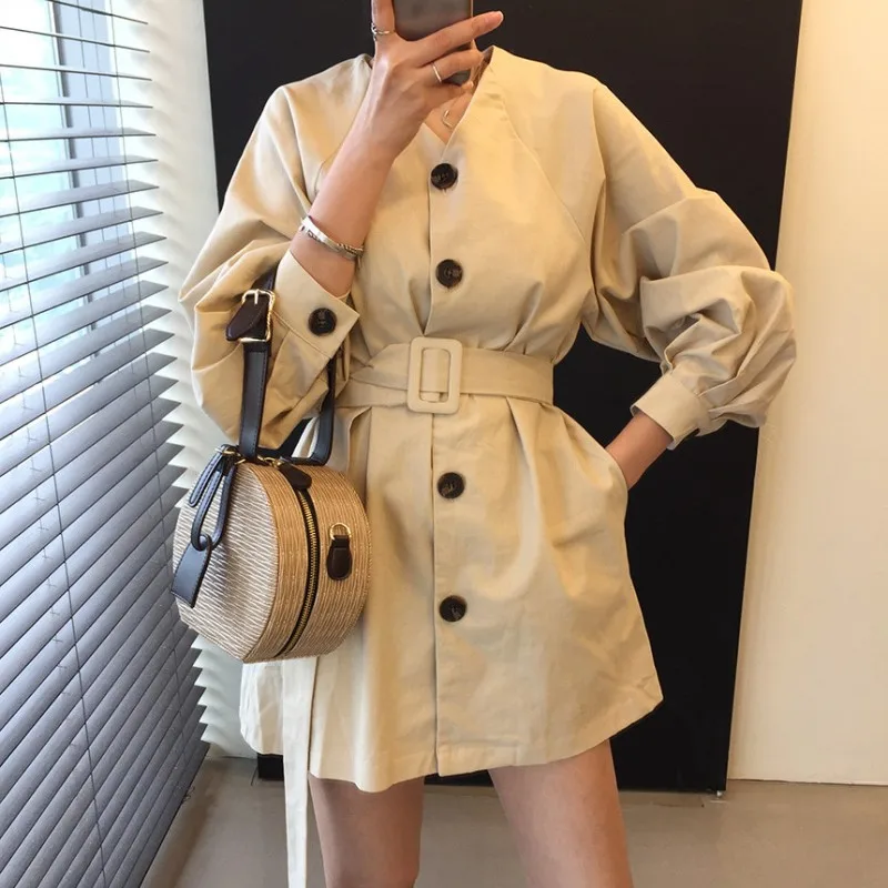 

OL Style elegant Temperament V-Neck Lantern Sleeve Autumn and winter V-neck Dress 2018