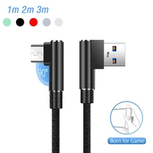 Micro Usb 90 градусов прямоугольный кабель Microusb 3 м 2 м 1 м длинный зарядный кабель для передачи данных для Xiaomi Redmi lenovo LG zte Nubia Blackberry