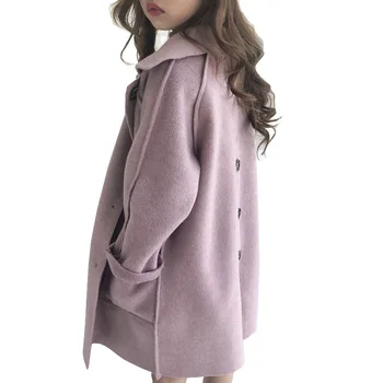 

2018 Autumn Winter Girls Jackets Baby Thick Woolen Coats Teenage Girls Clothing Children Long Outerwear Kids Trench 4-16Y G260