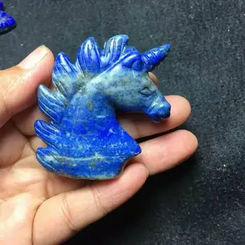 

6cm Natural lapis lazuli Quartz Crystal Unicorn Carving Horse head Skulls Figurine