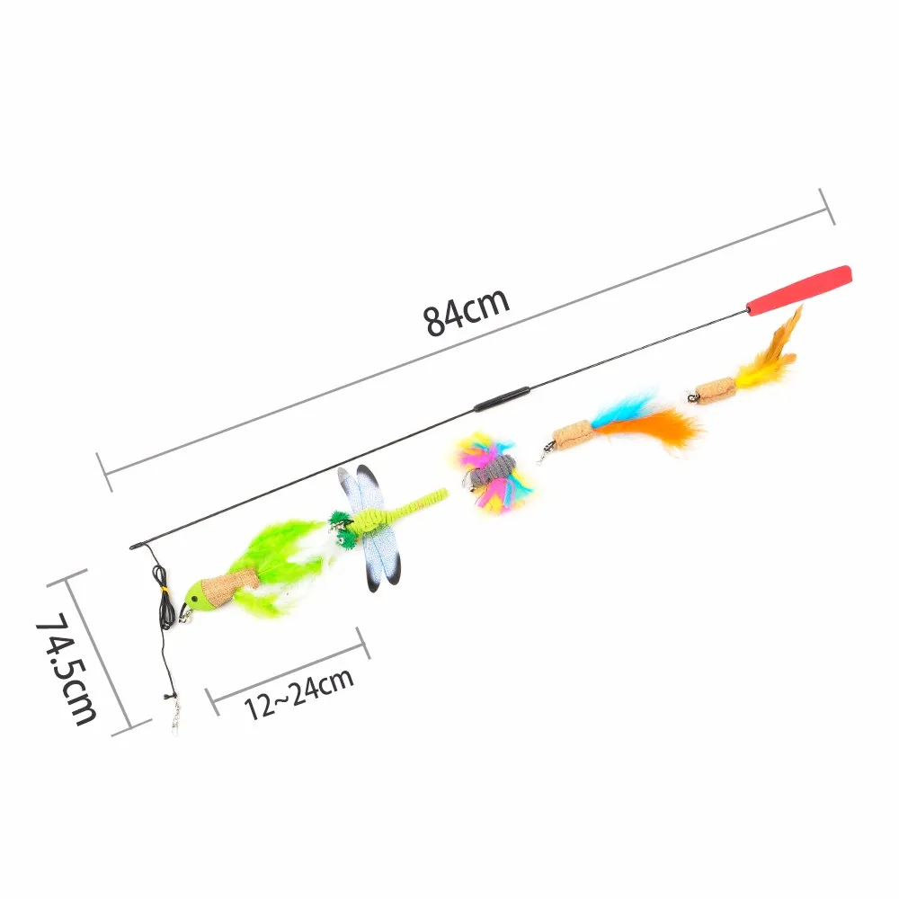 1 Набор, кошачья интерактивная игрушка для питомцев, птицы, перо, из плюша и пластика, игрушка для котенка, кошек, Ловца, прорезыватель, сменная Гибкая игровая палка