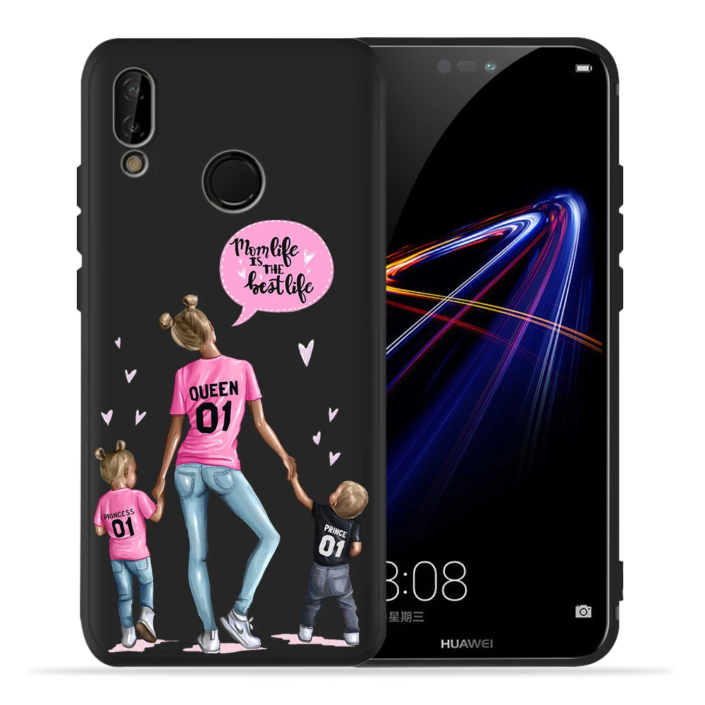 Чехол с коричневыми волосами Mama Baby mouse Super Mom Girl Для huawei P30 Pro для huawei p20 lite mate 20 Honor 8 10 PSmart Etui