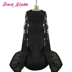 Дубай платья для мам с накидкой Атлас Абаи кафтан официальная Вечеринка платья черные кружевные аппликации из бисера платье для