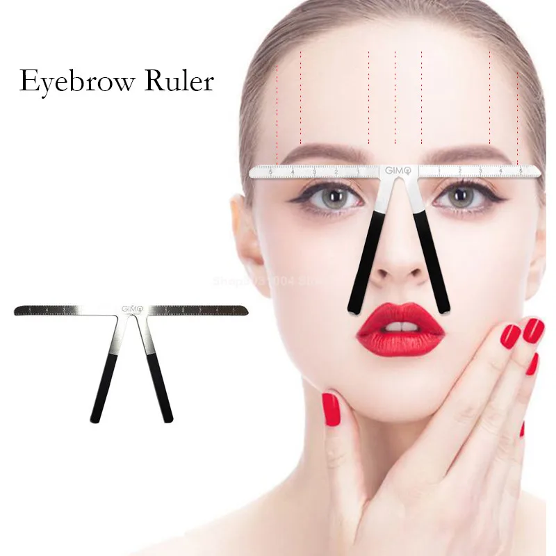 

Fashion Eyebrow Tattoo Stencils Microblading Reusable Makeup Brow Measure Eyebrow Guide Ruler Permanent Tools With Box