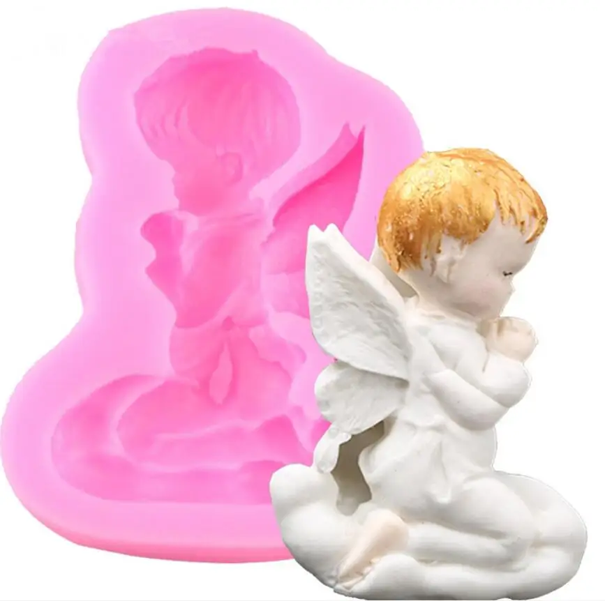 

3D Religious Angel Boy Shape Sugarcraft cake Silicone Fondant Mold Candle Fimo Clay Silicone Cake Pastry Making Soap Molds