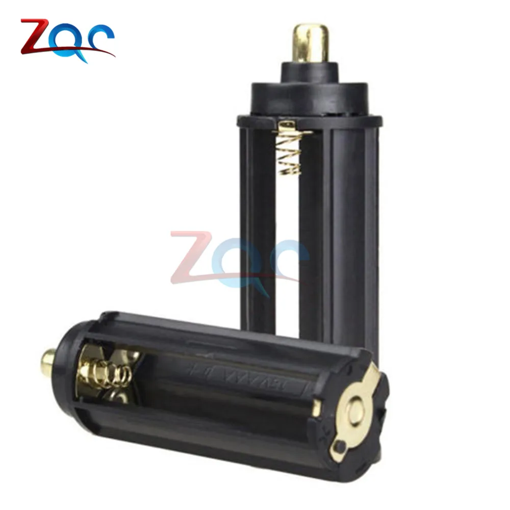 

2pcs/lot 3 AAA Battery Black Plastical Metal Holder Box Case Cylindrical Type For 18650 Flashlight Torch 65mm*21mm In Stock