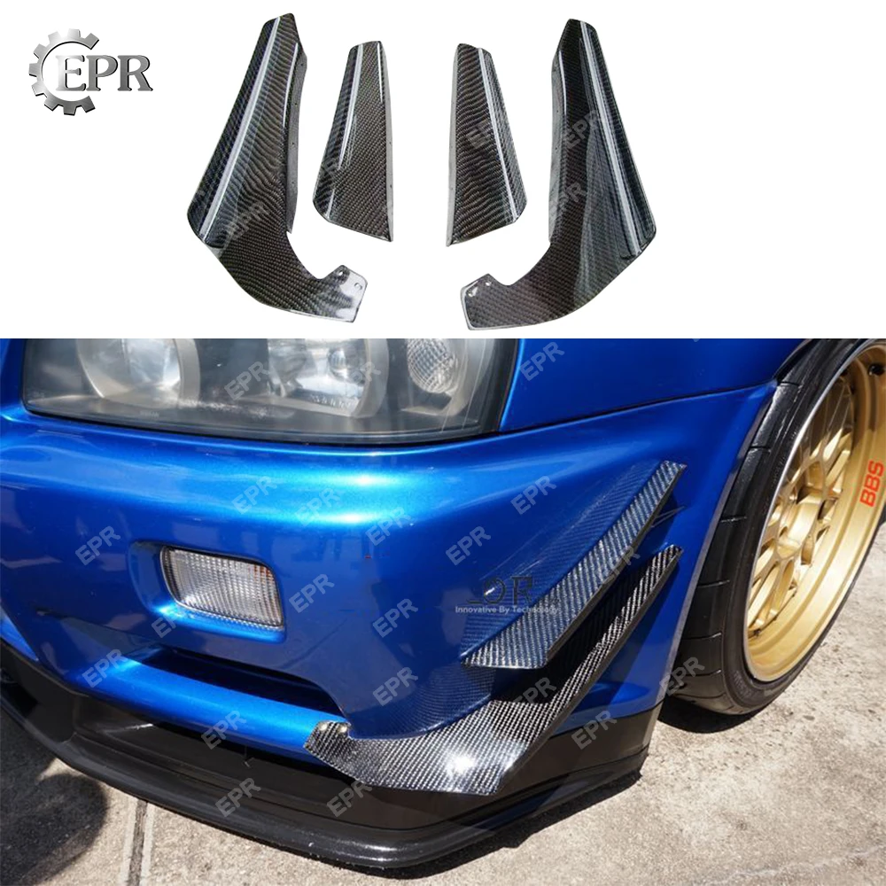 Para Nissan Skyline R34 Gtr Fibra De Carbono Parachoques Delantero Canard Set Body Kit Auto Tuning Parte Para Gtr R34 Conjunto Divisor De Carbono 4 Uds Kits Para El Cuerpo Aliexpress